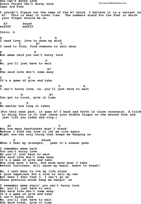 you can't hurry love paroles.
